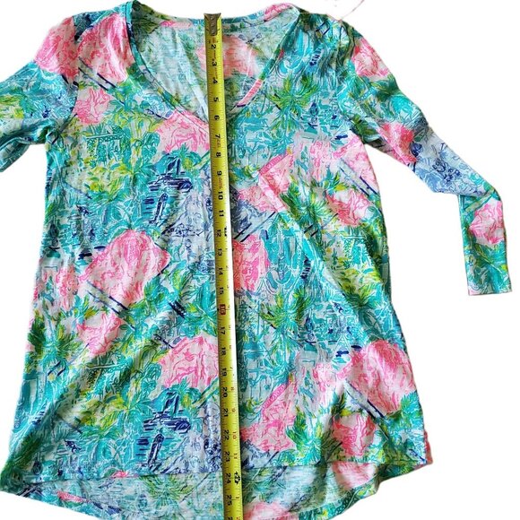 Lilly Pulitzer Etta Floral Beachy Coastal 3/4 Sleeve Top XS NWT - Picture 8 of 10